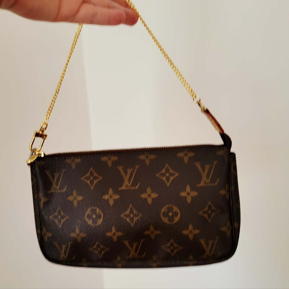 Louis Vuitton Monogram Brown Wristlet with Gold Chain - Picture 7 of 17
